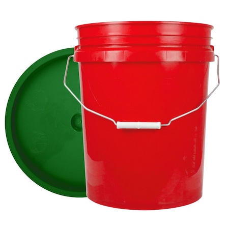World Enterprises Bucket, 12 in H, Red and Green 5RED,345GRN